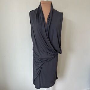 2nd Day Birger et Mikkelsen Menna Asphalt Gray Modal Wrap Ruched Dress NWT Sz S